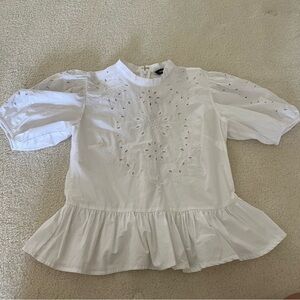 Express White Blouse with Ruffle Details